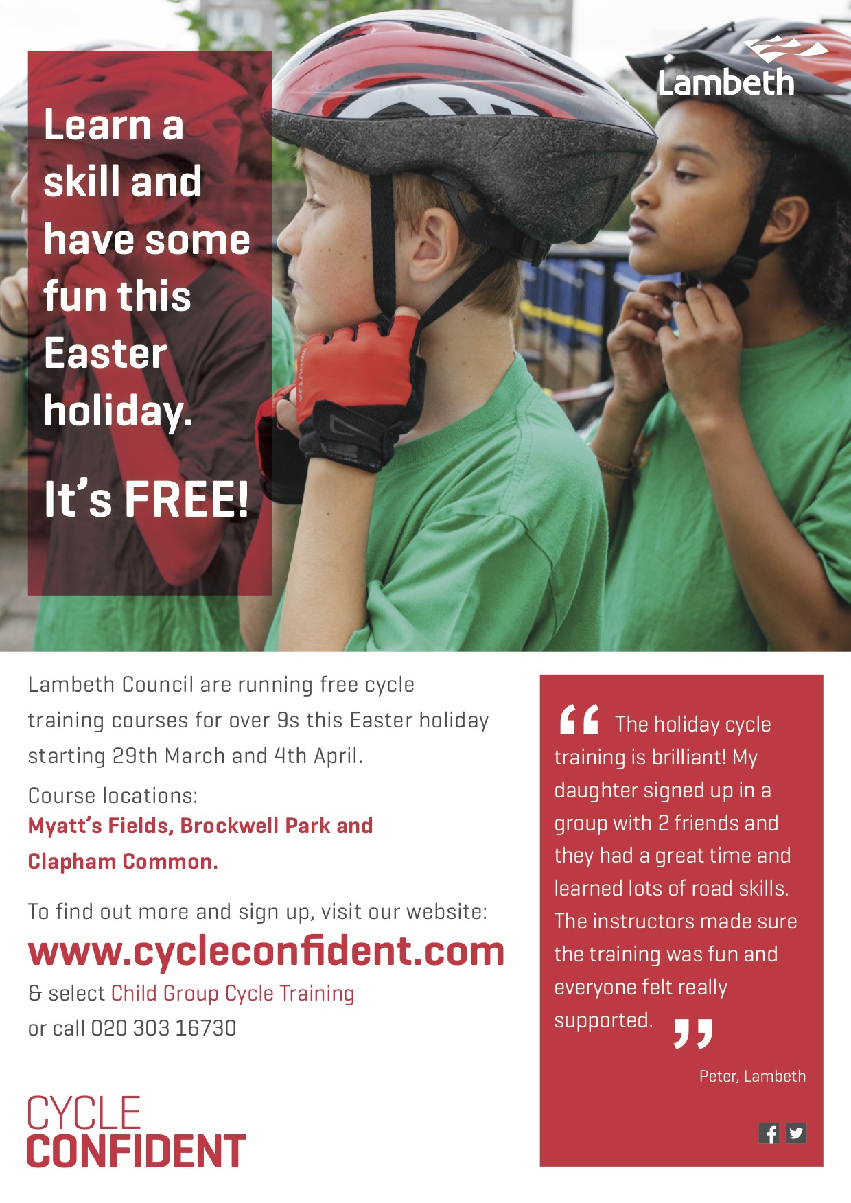 Free cycle training for children over 9 years old this Easter