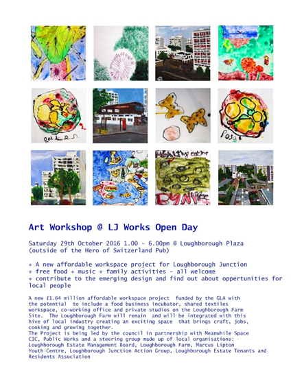 Art Workshop @ LJ Works Open Day on Saturday 29 October 1pm – 6pm  FREE