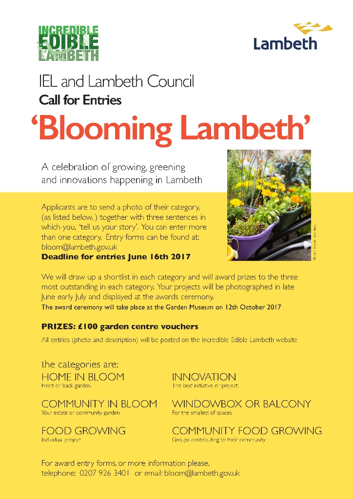 Blooming Lambeth – £100 garden centre vouchers to be won by local gardeners