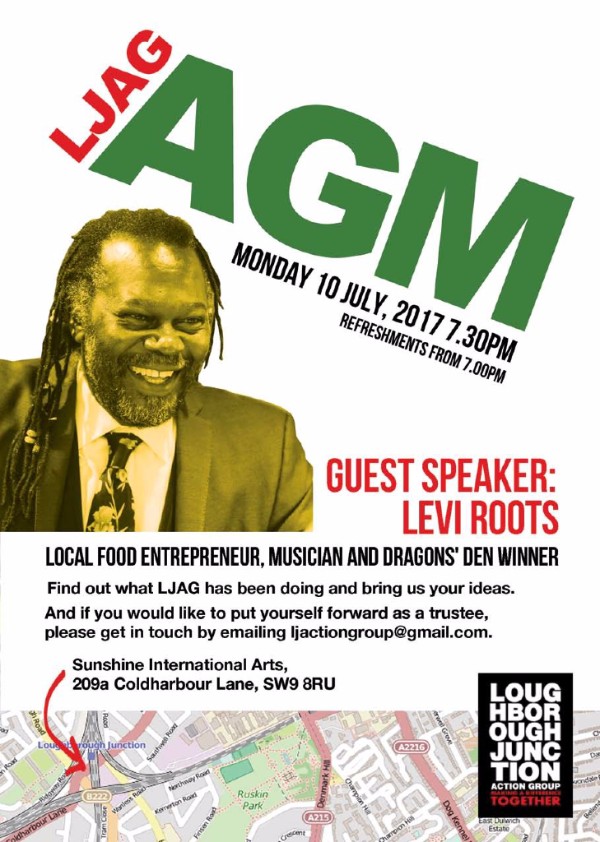 Levi Roots is Guest Speaker at LJAG’s AGM Monday 10 July 7.30