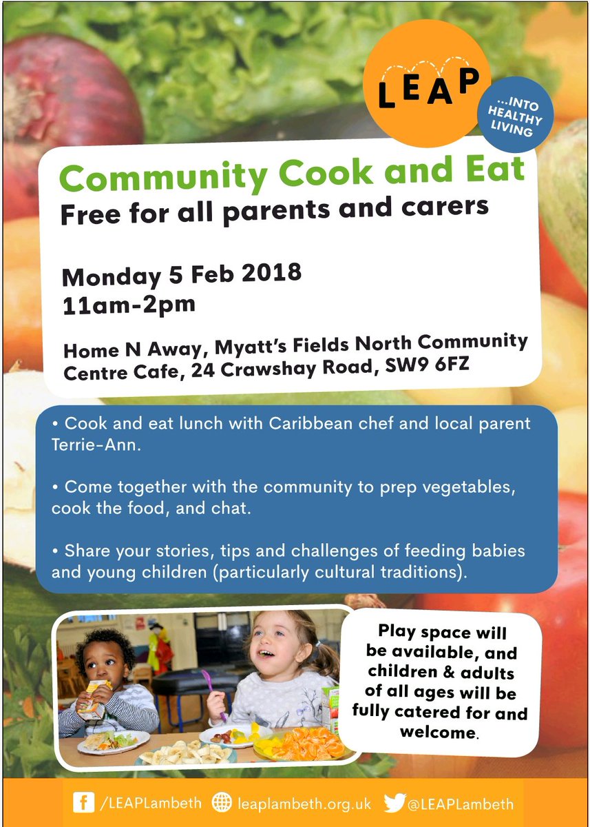 Free community meal at Myatt’s Fields North community centre Monday 5th February